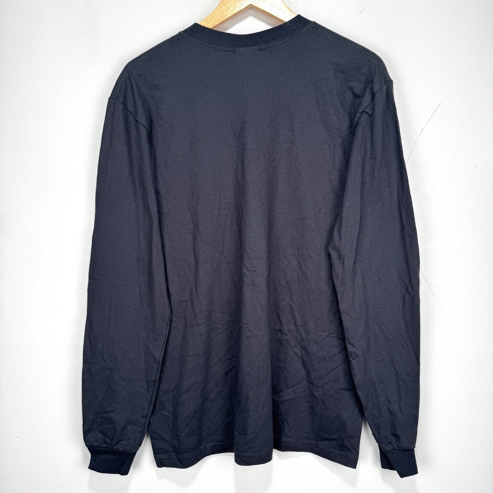 Harley Davidson Long Sleeve Crew Neck T-Shirt Men Medium Black Cotton Pocket - Picture 2 of 10